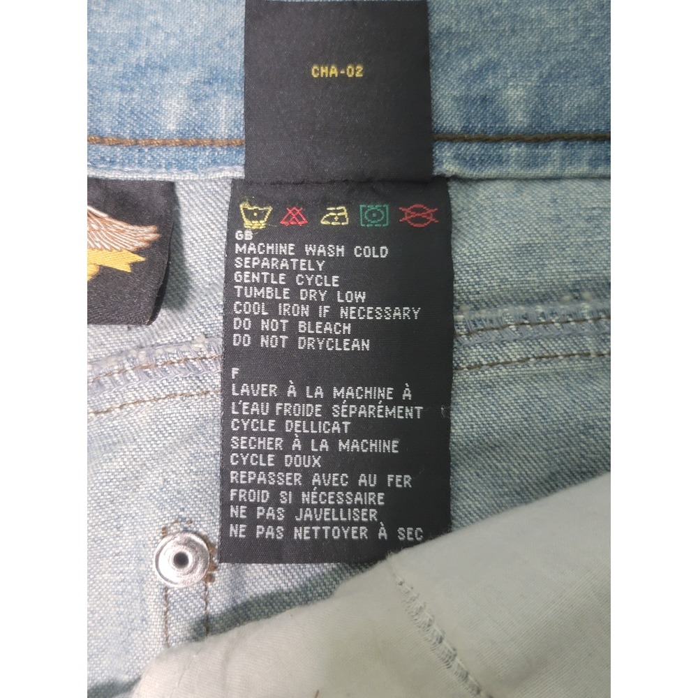 Vtg HarleyDavidson Womens Denim Jeans Size 33 Light Wash Bootcut Embroidered Y2K - Picture 7 of 15